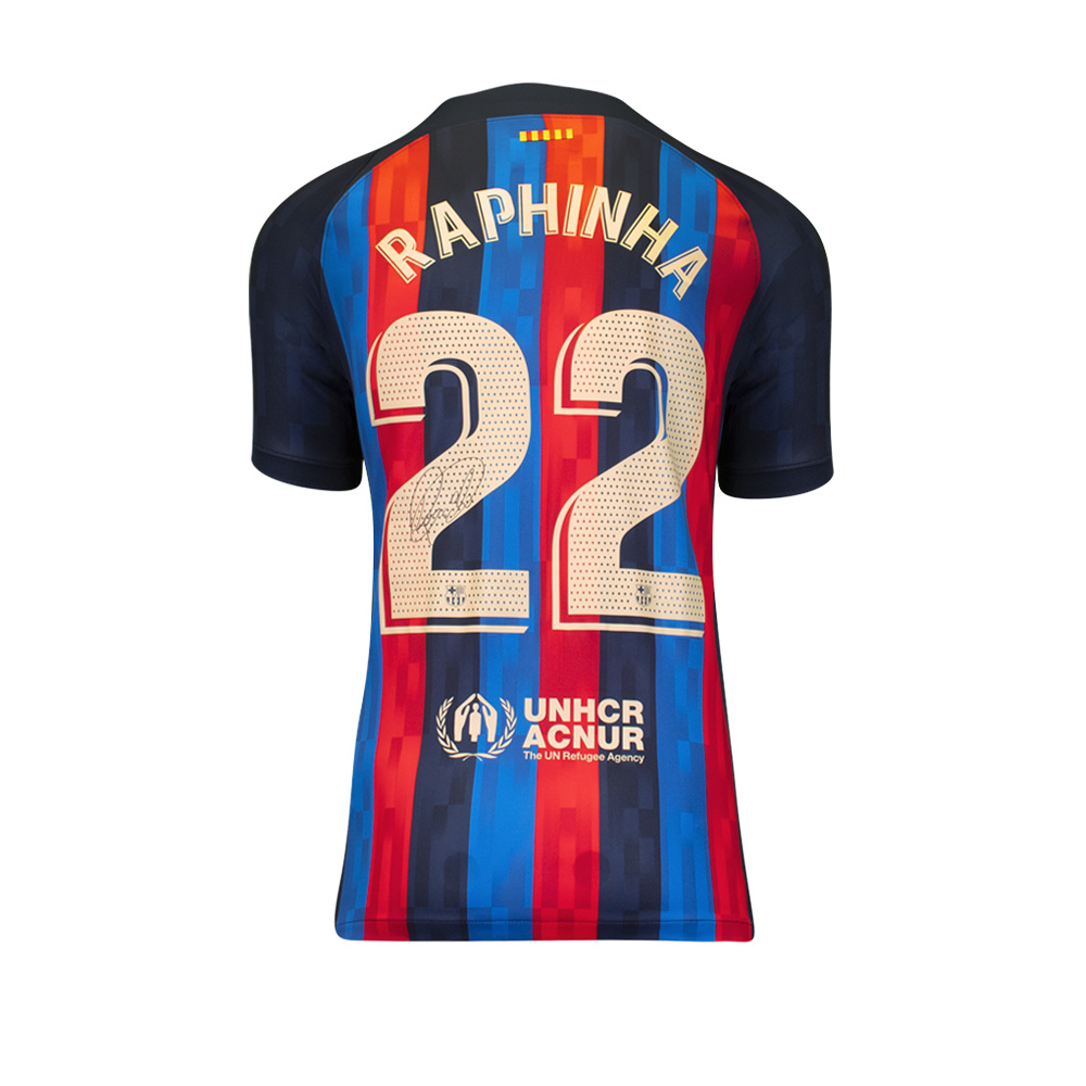 schuur Tekstschrijver Noord Raphinha gesigneerd FC Barcelona shirt 2022-23 - De Hand Van Maradona