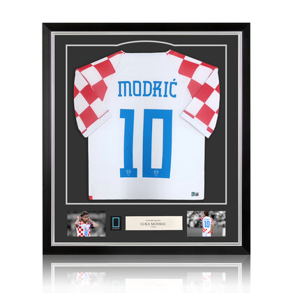 Luka Modric gesigneerd Kroatië shirt 2022-23 - ingelijst