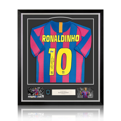 Ronaldinho gesigneerd FC Barcelona shirt - ingelijst