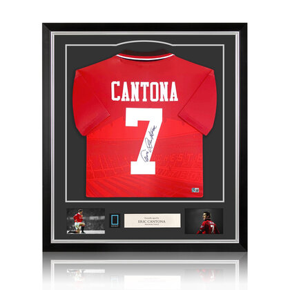 Eric Cantona gesigneerd Manchester United shirt 1996 - ingelijst