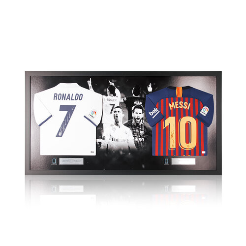 Cristiano Ronaldo & Lionel Messi gesigneerde shirts - ingelijst