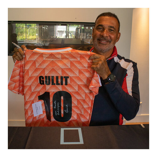 DEDICATIE - Ruud Gullit gesigneerd shirt met persoonlijke boodschap DEDICATIE - Ruud Gullit gesigneerd shirt met persoonlijke boodschap