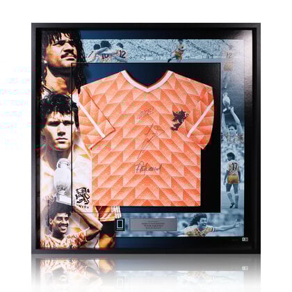 Van Basten, Rijkaard en Gullit gesigneerd Nederland EK'88 shirt ~ limited edition /25 ~