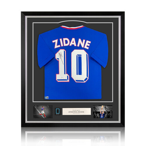 Zinedine Zidane gesigneerd Frankrijk shirt - ingelijst