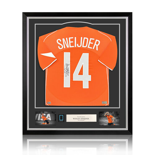 Wesley Sneijder gesigneerd Nederland shirt 2004 - ingelijst