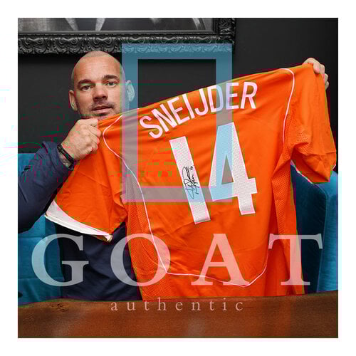 Wesley Sneijder gesigneerd Nederland shirt 2004 - ingelijst