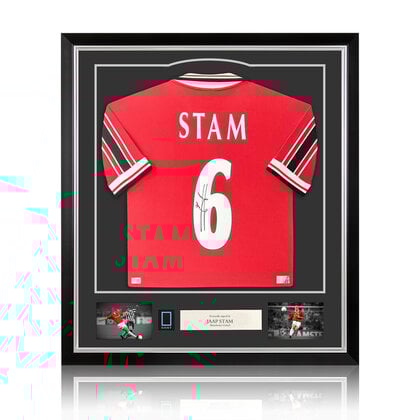 Jaap Stam gesigneerd Manchester United shirt 1999 - ingelijst