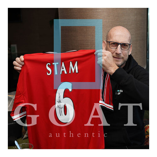 Jaap Stam gesigneerd Manchester United shirt 1999 - ingelijst