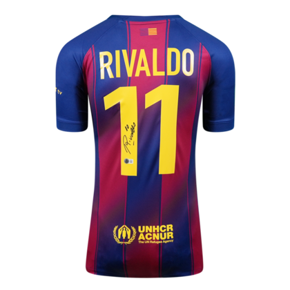 Rivaldo gesigneerd FC Barcelona shirt 2025-26