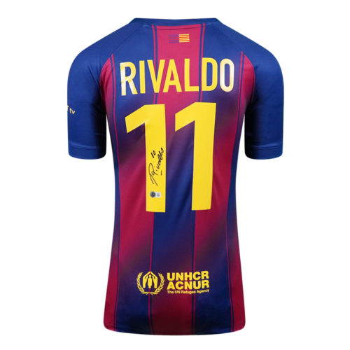Icons Rivaldo gesigneerd FC Barcelona shirt 2025-26