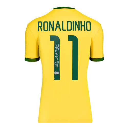 Icons Ronaldinho gesigneerd Brazilië shirt 1970