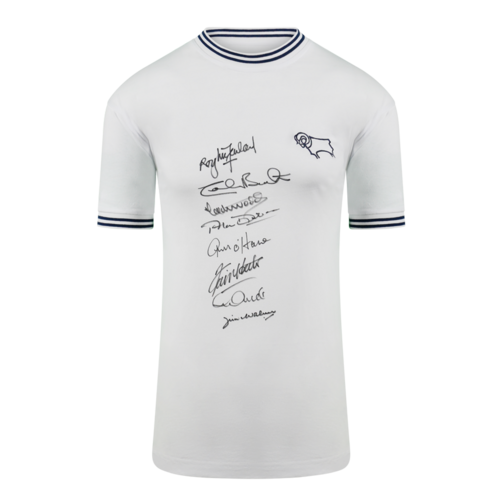 Icons Multi-gesigneerd Derby County shirt 1974