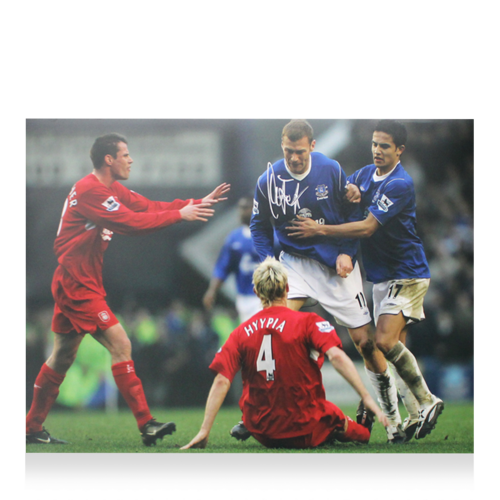 Icons Duncan Ferguson gesigneerde Everton foto