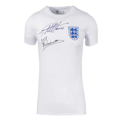 Icons Sir Geoff Hurst & Michael Owen gesigneerd Engeland shirt