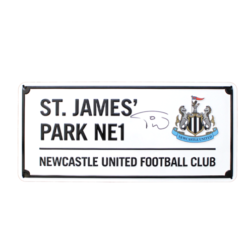 Icons Faustino Asprilla gesigneerd Newcastle United straatnaambordje