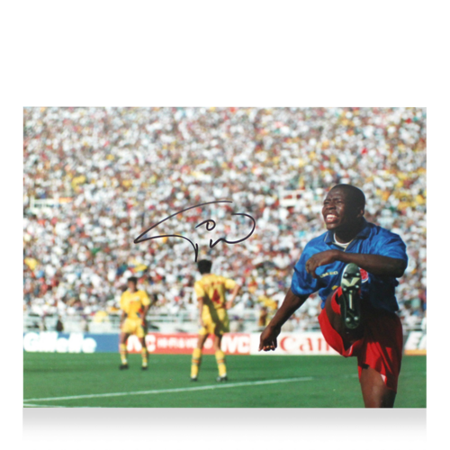 Icons Faustino Asprilla gesigneerde Colombia foto