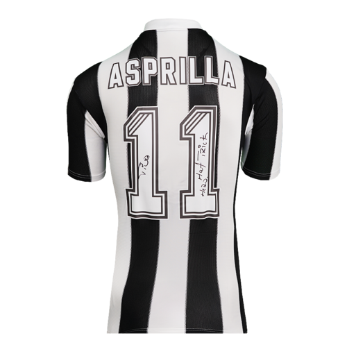Icons Faustino Asprilla gesigneerd Newcastle United shirt 1995-96