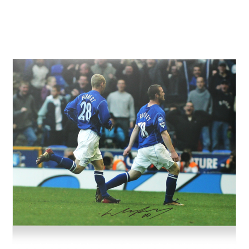 Icons Wayne Rooney gesigneerde Everton foto