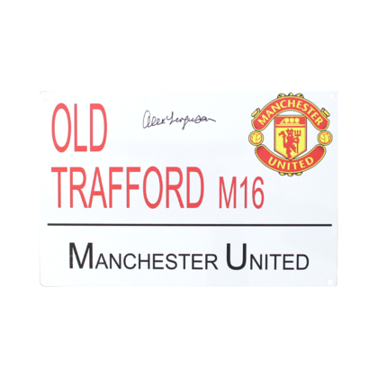 Alex Ferguson gesigneerd Manchester United straatnaambordje