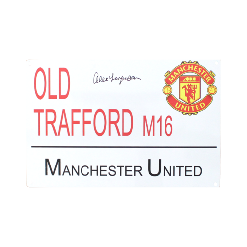 Icons Alex Ferguson gesigneerd Manchester United straatnaambordje
