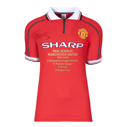 Icons Paul Scholes gesigneerd Manchester United shirt 1999