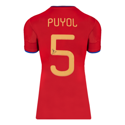 Carles Puyol gesigneerd Spanje shirt 2010