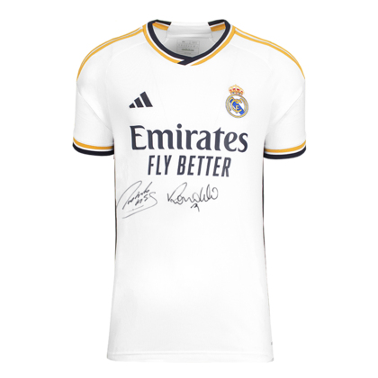 Roberto Carlos en Ronaldo gesigneerd Real Madrid shirt