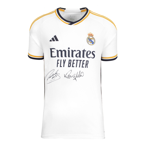 Icons Roberto Carlos en Ronaldo gesigneerd Real Madrid shirt