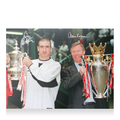 Eric Cantona en Alex Ferguson gesigneerde Manchester United foto 1996