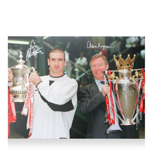 Icons Eric Cantona en Alex Ferguson gesigneerde Manchester United foto 1996