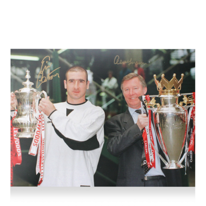 Eric Cantona en Alex Ferguson gesigneerde Manchester United foto 1996