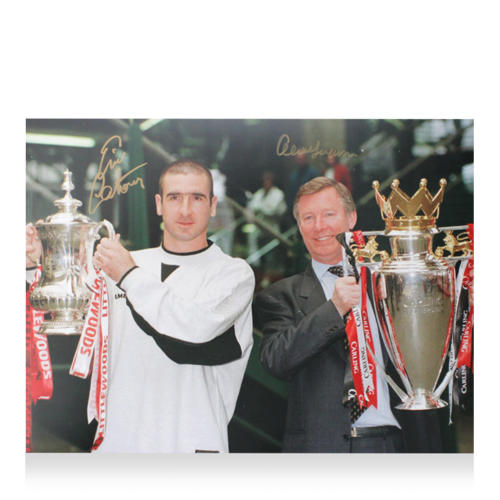 Icons Eric Cantona en Alex Ferguson gesigneerde Manchester United foto 1996
