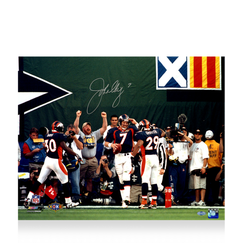 Icons John Elway gesigneerde Denver Broncos foto