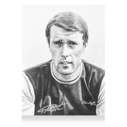 Geoff Hurst gesigneerd West Ham United kunstwerk