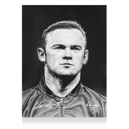 Wayne Rooney gesigneerd Engeland kunstwerk