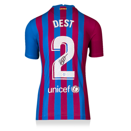 Sergino Dest gesigneerd FC Barcelona shirt 2021-22