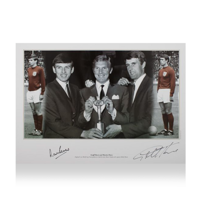 Geoff Hurst,Martin Peters gesigneerde Engeland foto