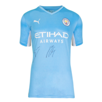 Icons Jack Grealish en Pep Guardiola gesigneerd Manchester City shirt
