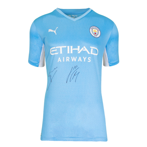 Icons Jack Grealish en Pep Guardiola gesigneerd Manchester City shirt