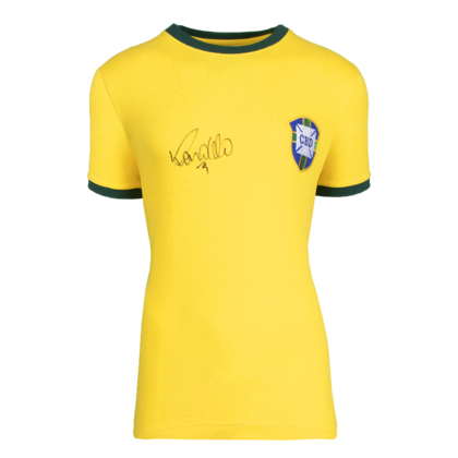 Ronaldo gesigneerd Brazilië retro shirt 1970