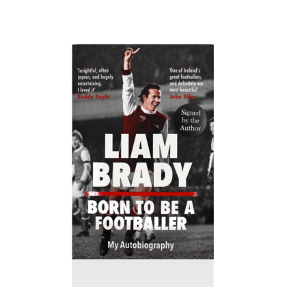 Liam Brady gesigneerd boek
