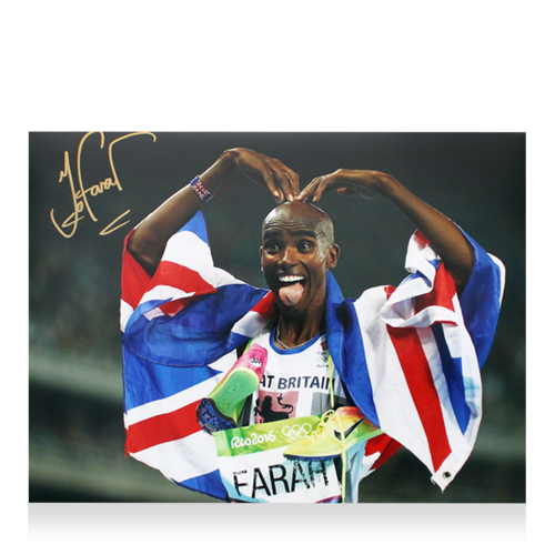 Icons Mo Farah gesigneerde foto