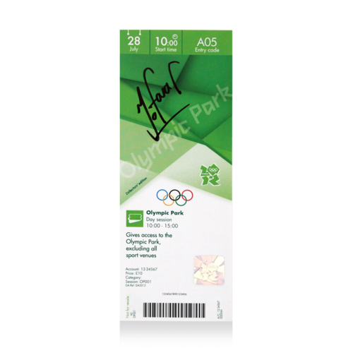 Icons Mo Farah gesigneerd ticket 2012