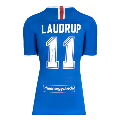 Brian Laudrup gesigneerd Glasgow Rangers shirt 2020-21