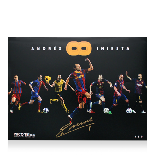 Icons Andres Iniesta gesigneerde FC Barcelona foto