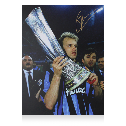 Icons Dennis Bergkamp gesigneerde Internazionale foto