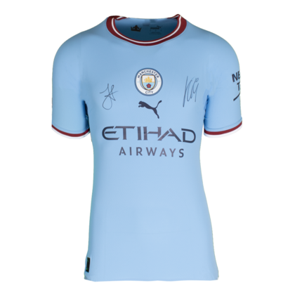 Jack Grealish & Julian Alvarez gesigneerd Manchester City shirt 2022-23