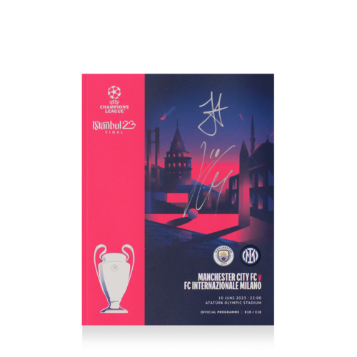 Icons Jack Grealish & Julian Alvarez gesigneerd Manchester City programmaboekje 2022