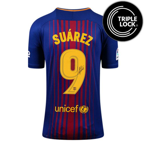 Icons Luis Suarez gesigneerd FC Barcelona shirt 2017-18