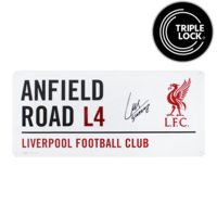Icons Luis Suarez gesigneerd Liverpool FC straatnaambordje